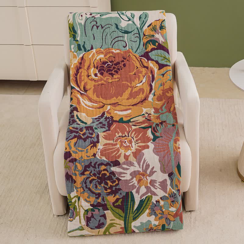 Boho-Baumwoll-Steppdecke mit blühendem Blumenmuster - image 3