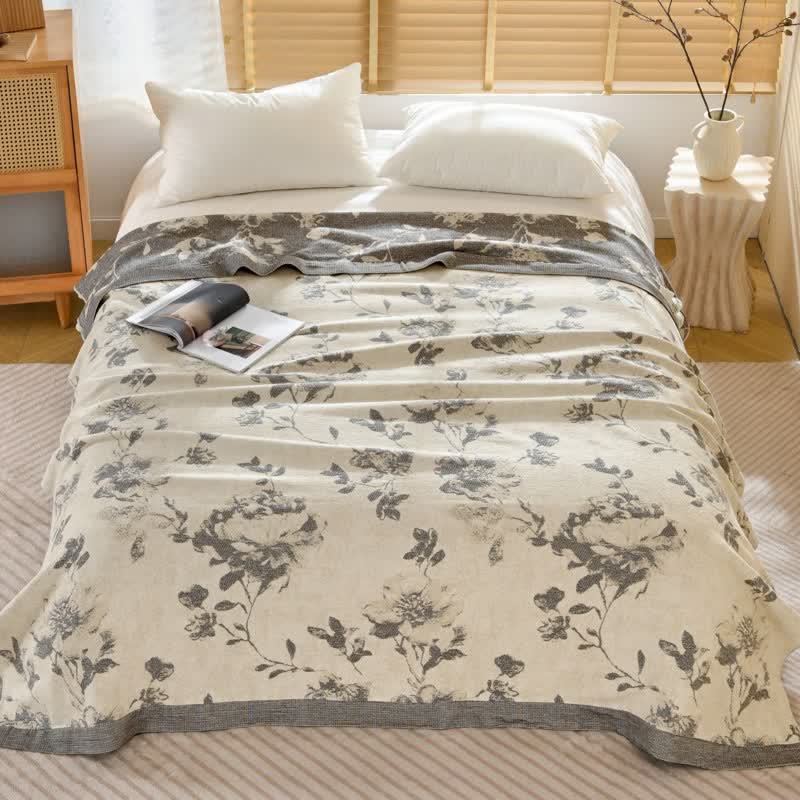 Vintage-Baumwoll-Steppdecke mit Blumenmuster - 200cm x 230cm - image 0
