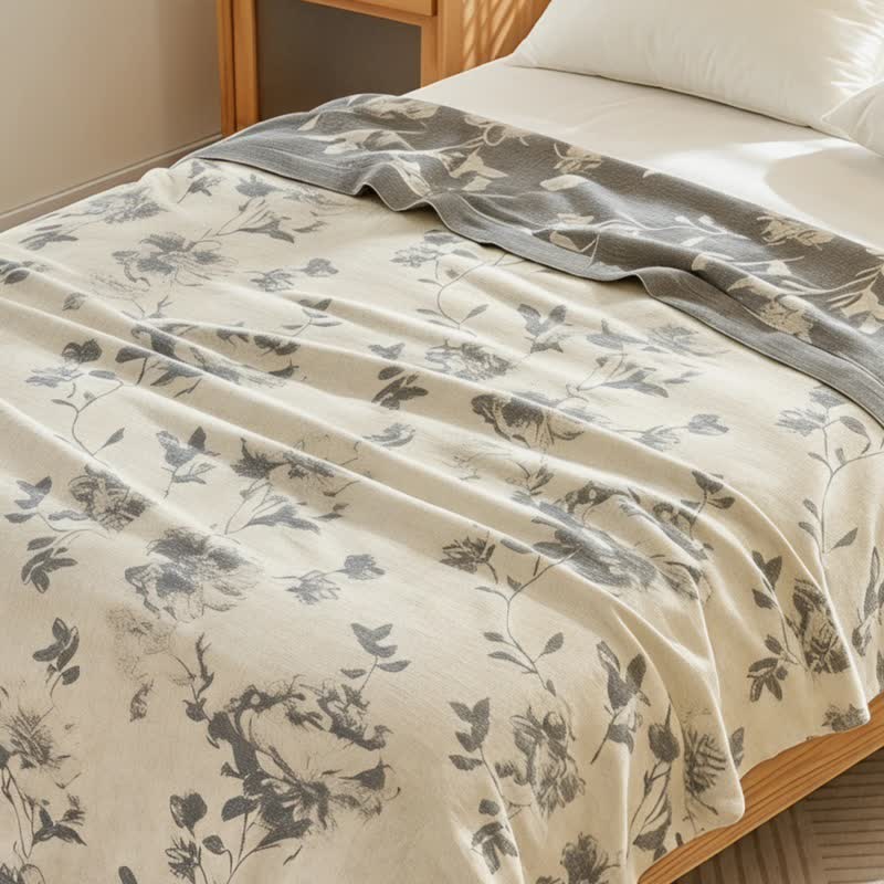 Vintage-Baumwoll-Steppdecke mit Blumenmuster - image 1