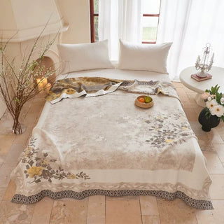 Wende-Steppdecke aus Gaze mit orientalischem Pfingstrosenmuster und Jacquard-Print - Königin - image 0