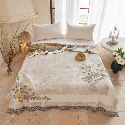 Wende-Steppdecke aus Gaze mit orientalischem Pfingstrosenmuster und Jacquard-Print - Königin - image 0