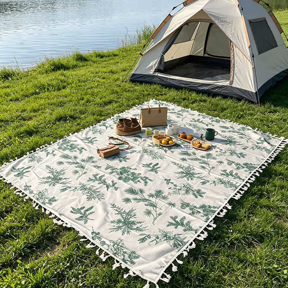 Picknickdecke mit Vintage-Waldmuster und Quasten - image 4
