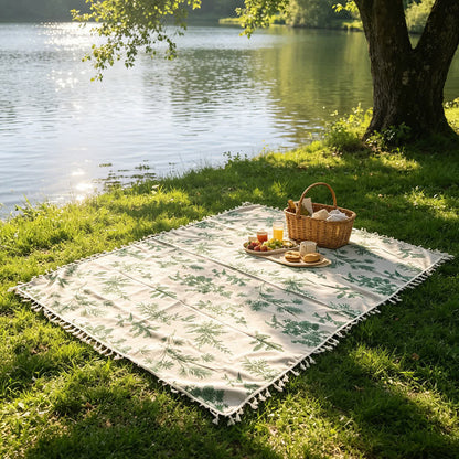 Picknickdecke mit Vintage-Waldmuster und Quasten - image 2