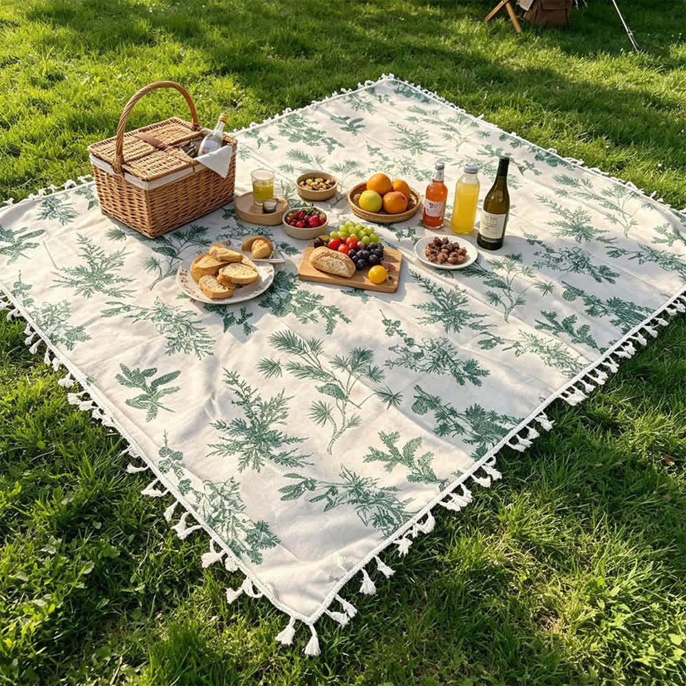 Picknickdecke mit Vintage-Waldmuster und Quasten - image 5