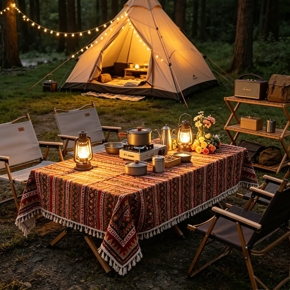 Boho-Picknickdecke im Ethno-Stil mit Quasten - image 1