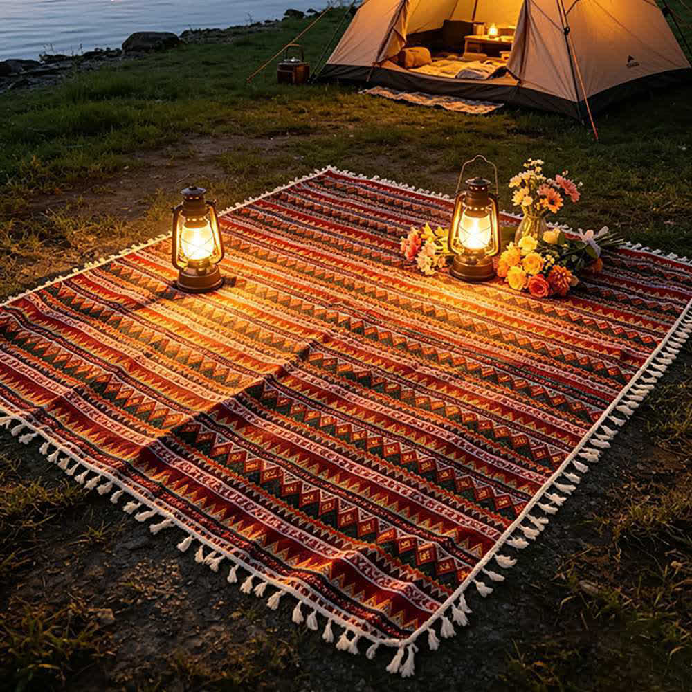 Boho-Picknickdecke im Ethno-Stil mit Quasten - image 3