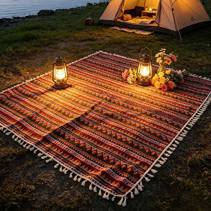 Boho-Picknickdecke im Ethno-Stil mit Quasten - image 3