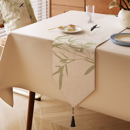 Tischläufer „Bambus & Schwalbe“ mit Tuschewaschung - Beige - 13" × 87" - image 0