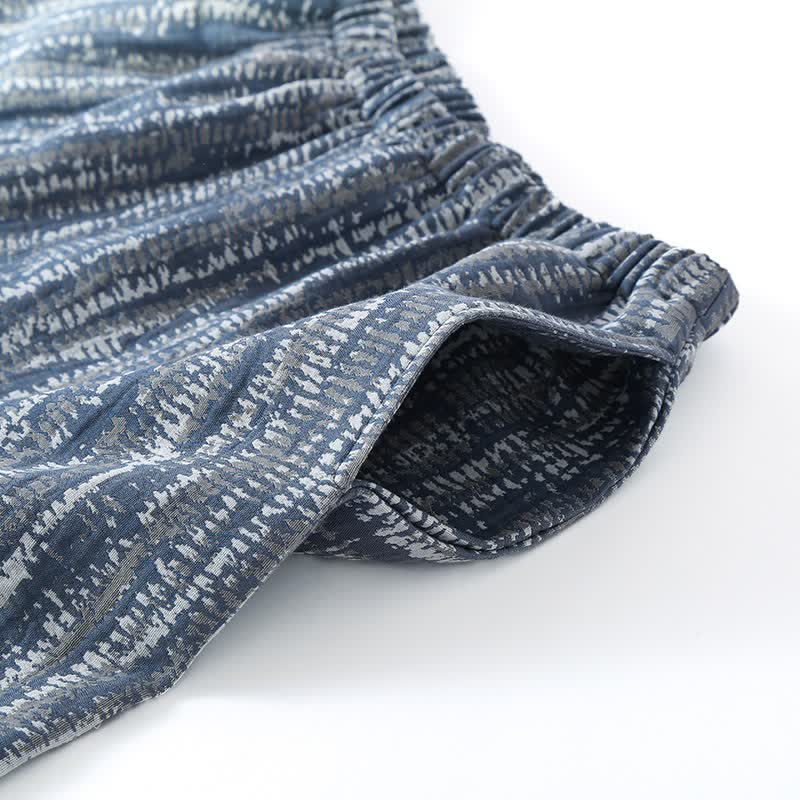 Unisex-Pyjama-Set aus blauer, künstlerisch gestalteter Baumwolle - image 5