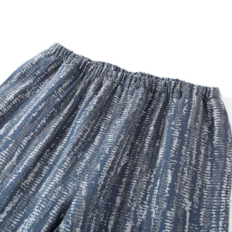 Unisex-Pyjama-Set aus blauer, künstlerisch gestalteter Baumwolle - image 3