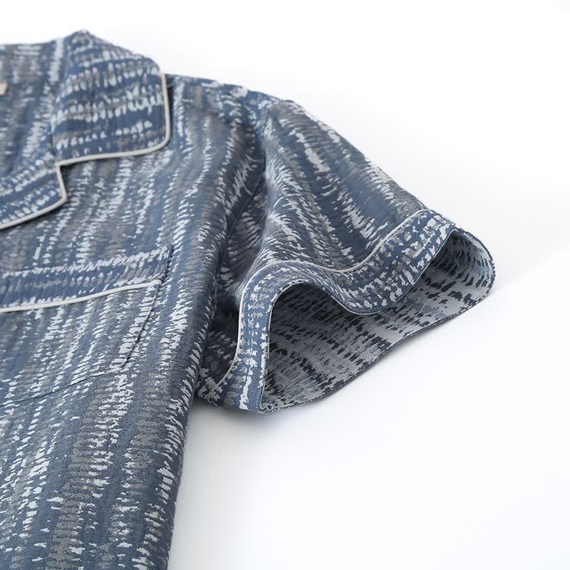 Unisex-Pyjama-Set aus blauer, künstlerisch gestalteter Baumwolle - image 2