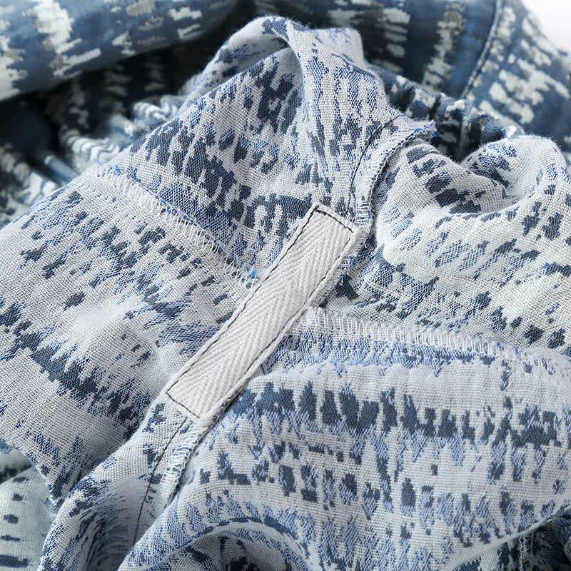 Unisex-Pyjama-Set aus blauer, künstlerisch gestalteter Baumwolle - image 6