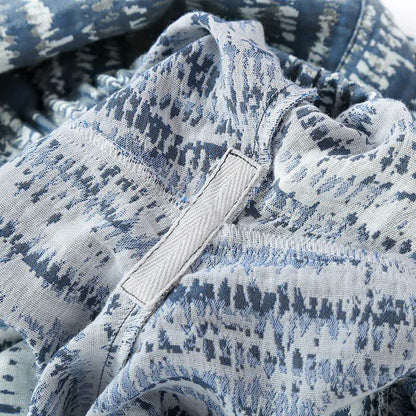 Unisex-Pyjama-Set aus blauer, künstlerisch gestalteter Baumwolle - image 6