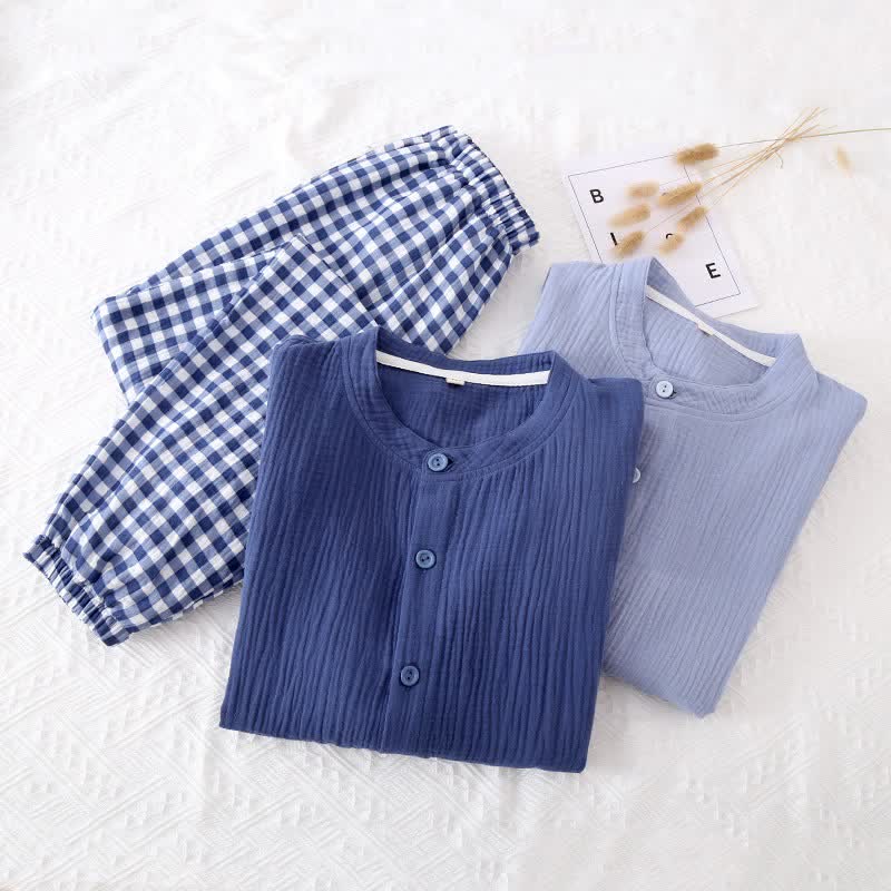 Loungewear-Set mit gemischtem Vichy-Karo-Muster - image 1