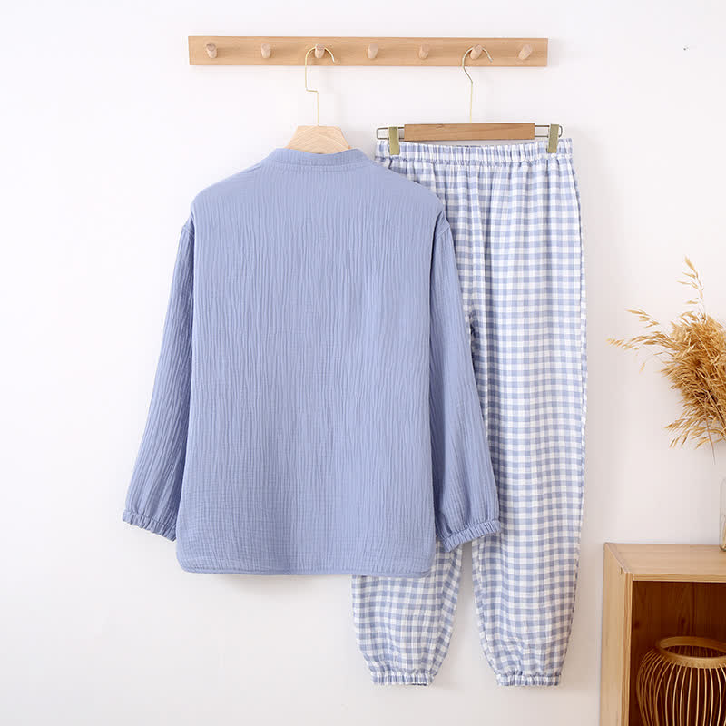 Loungewear-Set mit gemischtem Vichy-Karo-Muster - image 9