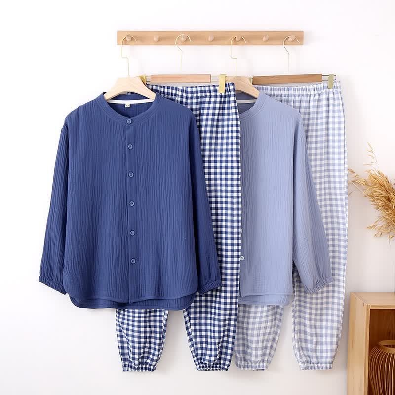 Loungewear-Set mit gemischtem Vichy-Karo-Muster - image 0