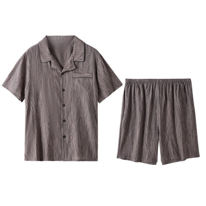 Pyjama-Set mit strukturierter Oberfläche und kurzen Ärmeln - image 5