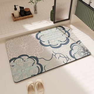 Hellblauer Badezimmerteppich mit filigranem Blumenmuster - 23" × 35" - image 0