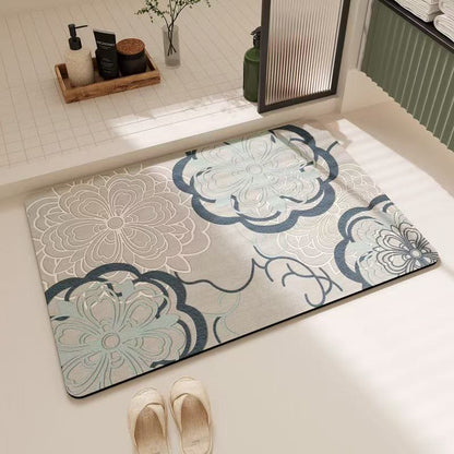 Hellblauer Badezimmerteppich mit filigranem Blumenmuster - 23" × 35" - image 0