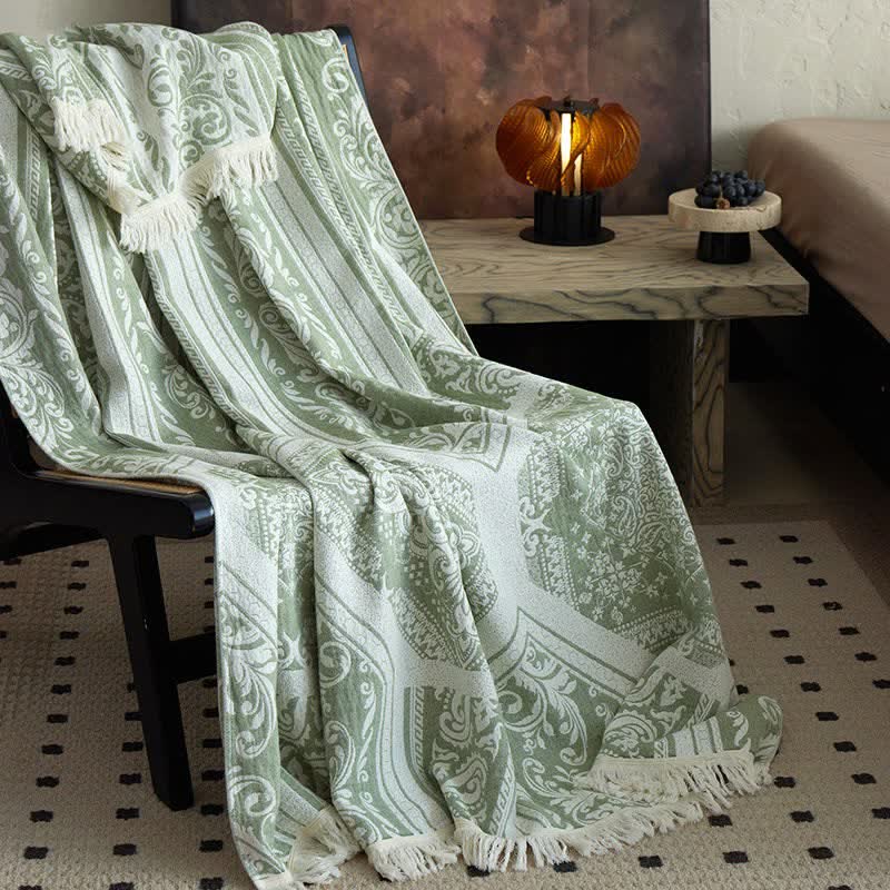 Baumwolldecke mit Damast-Paisley-Muster - Grün - 150cm x 200cm - image 10