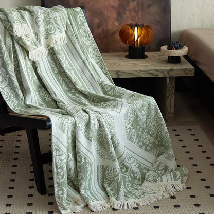 Baumwolldecke mit Damast-Paisley-Muster - Grün - 150cm x 200cm - image 10