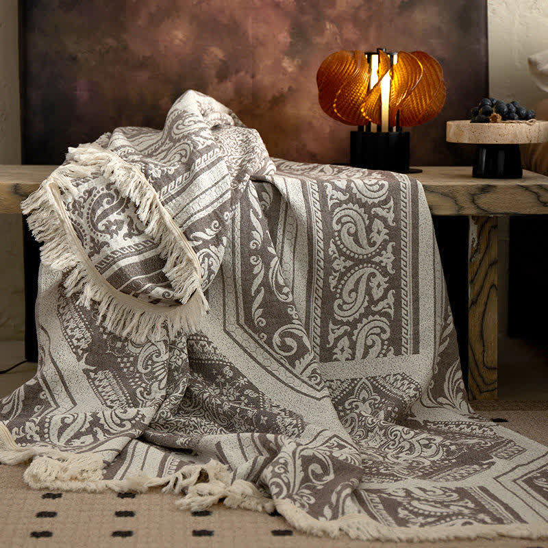 Baumwolldecke mit Damast-Paisley-Muster - image 1