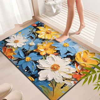 Lebhafter Badezimmerteppich im impressionistischen Blumenstil - 31" × 120cm - image 0