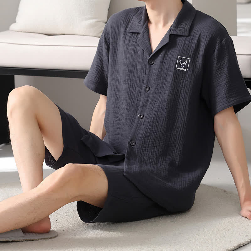 Ownkoti Unisex-Loungewear-Set aus Baumwollgaze - Schwarz - 4XL - image 12