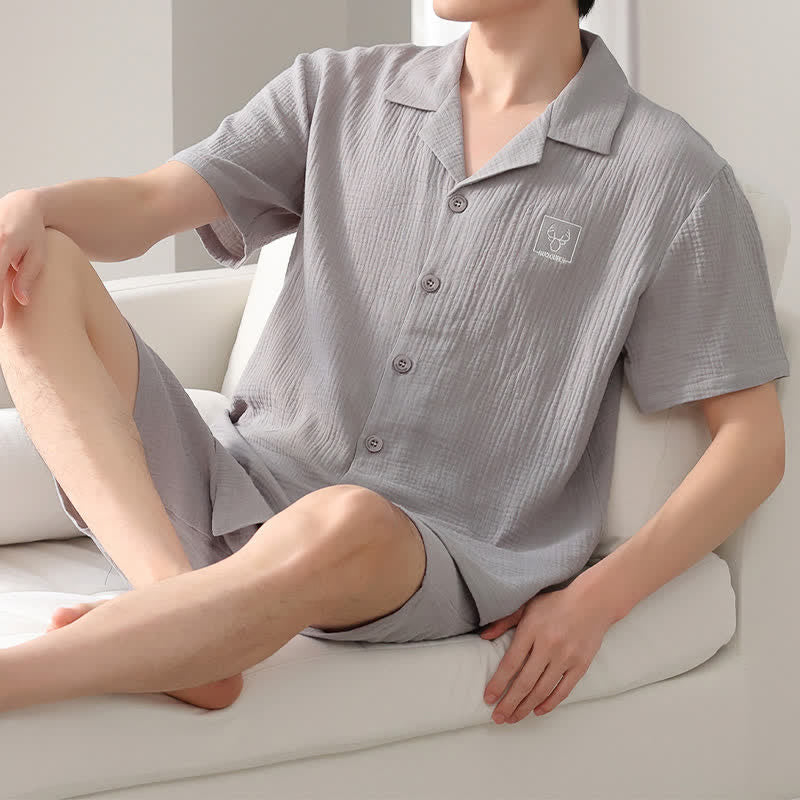 Ownkoti Unisex-Loungewear-Set aus Baumwollgaze - Hellgrau - 4XL - image 9