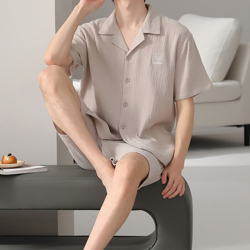 Ownkoti Unisex-Loungewear-Set aus Baumwollgaze - Aprikose - 4XL - image 10
