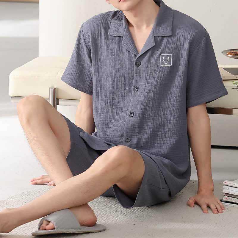 Ownkoti Unisex-Loungewear-Set aus Baumwollgaze - Dunkelgrau - 4XL - image 11