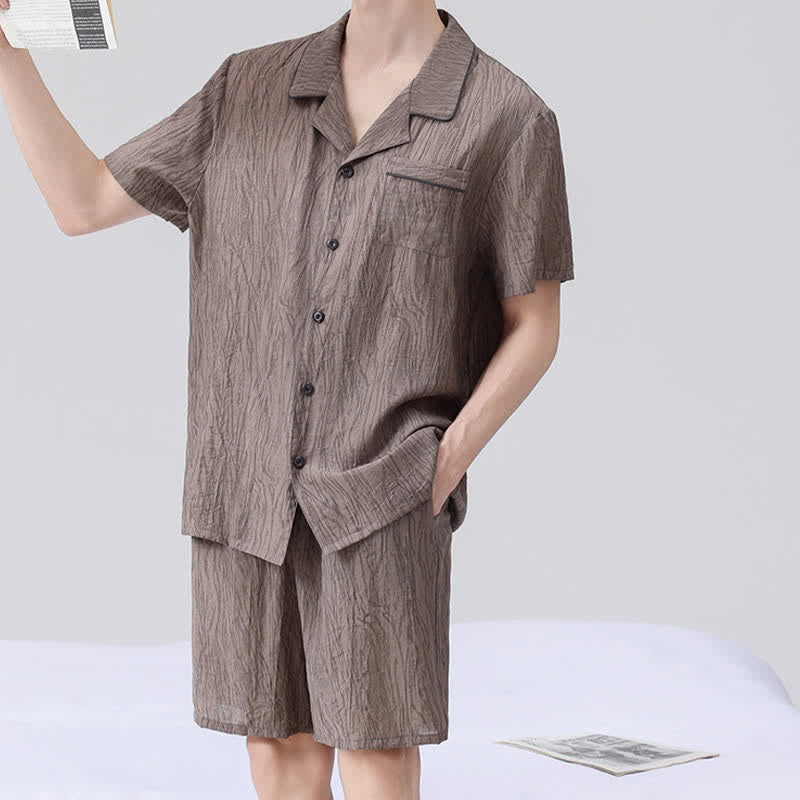 Pyjama-Set mit strukturierter Oberfläche und kurzen Ärmeln - image 4
