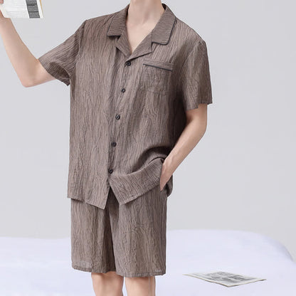 Pyjama-Set mit strukturierter Oberfläche und kurzen Ärmeln - image 4