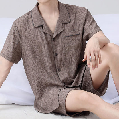 Pyjama-Set mit strukturierter Oberfläche und kurzen Ärmeln - image 3
