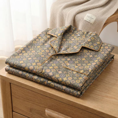 Unisex Vintage Loungewear-Set aus Baumwolle mit geometrischem Muster - image 1
