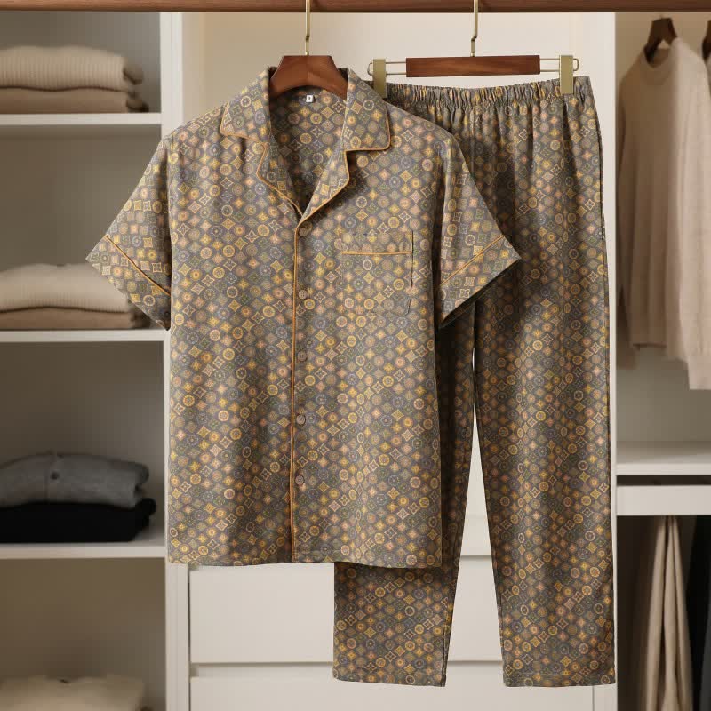 Unisex Vintage Loungewear-Set aus Baumwolle mit geometrischem Muster - image 2