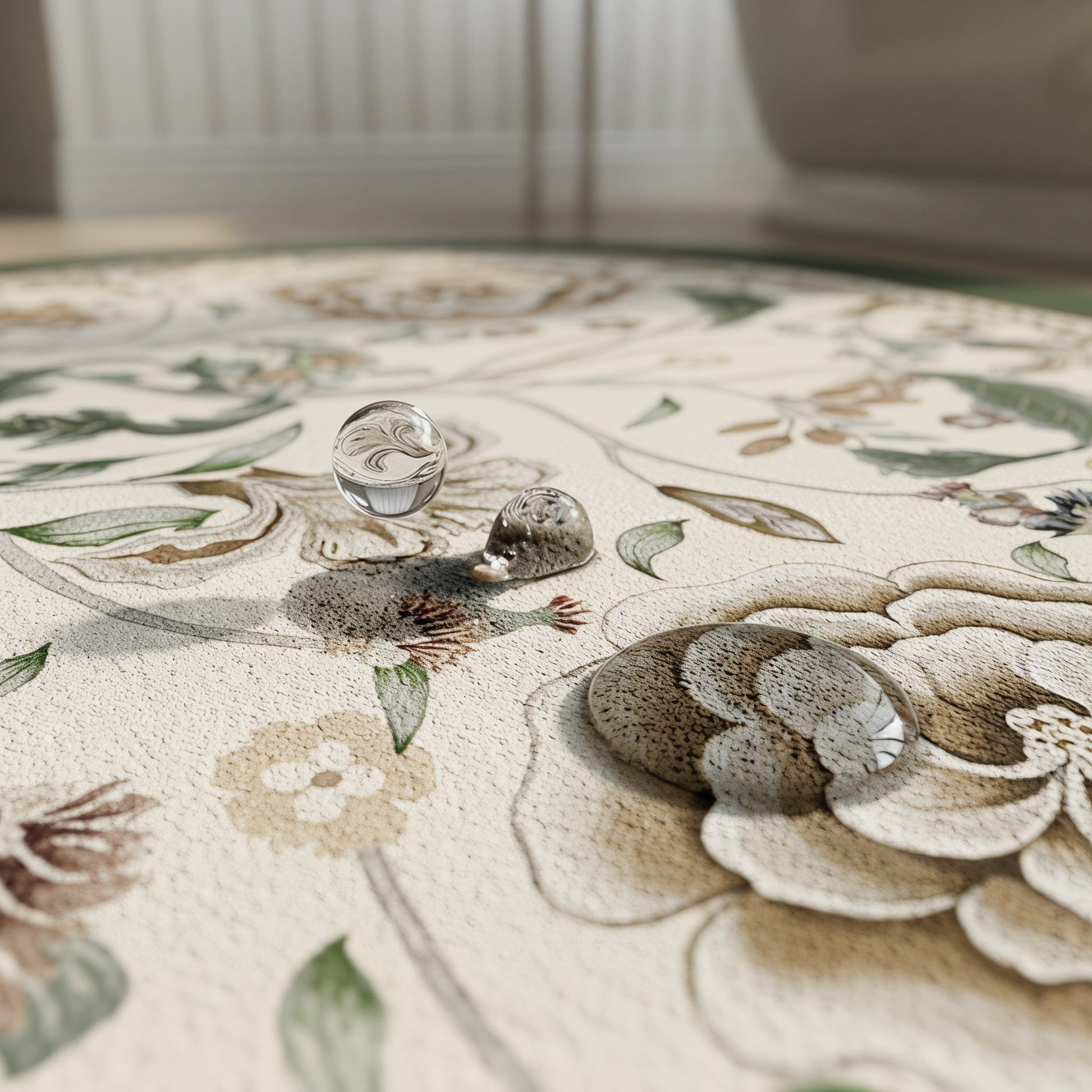 Ovaler Badezimmerteppich im Vintage-Stil mit botanischem Blumenmuster - image 4