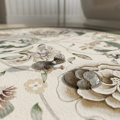 Ovaler Badezimmerteppich im Vintage-Stil mit botanischem Blumenmuster - image 4