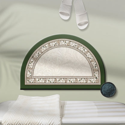 Halbmondförmiger Vintage-Badezimmerteppich mit Blumenmuster und Bordüre - 23" × 35" - image 0