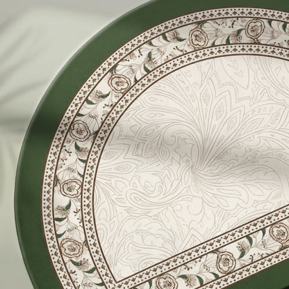 Halbmondförmiger Vintage-Badezimmerteppich mit Blumenmuster und Bordüre - image 4