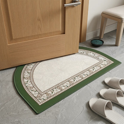Halbmondförmiger Vintage-Badezimmerteppich mit Blumenmuster und Bordüre - image 3