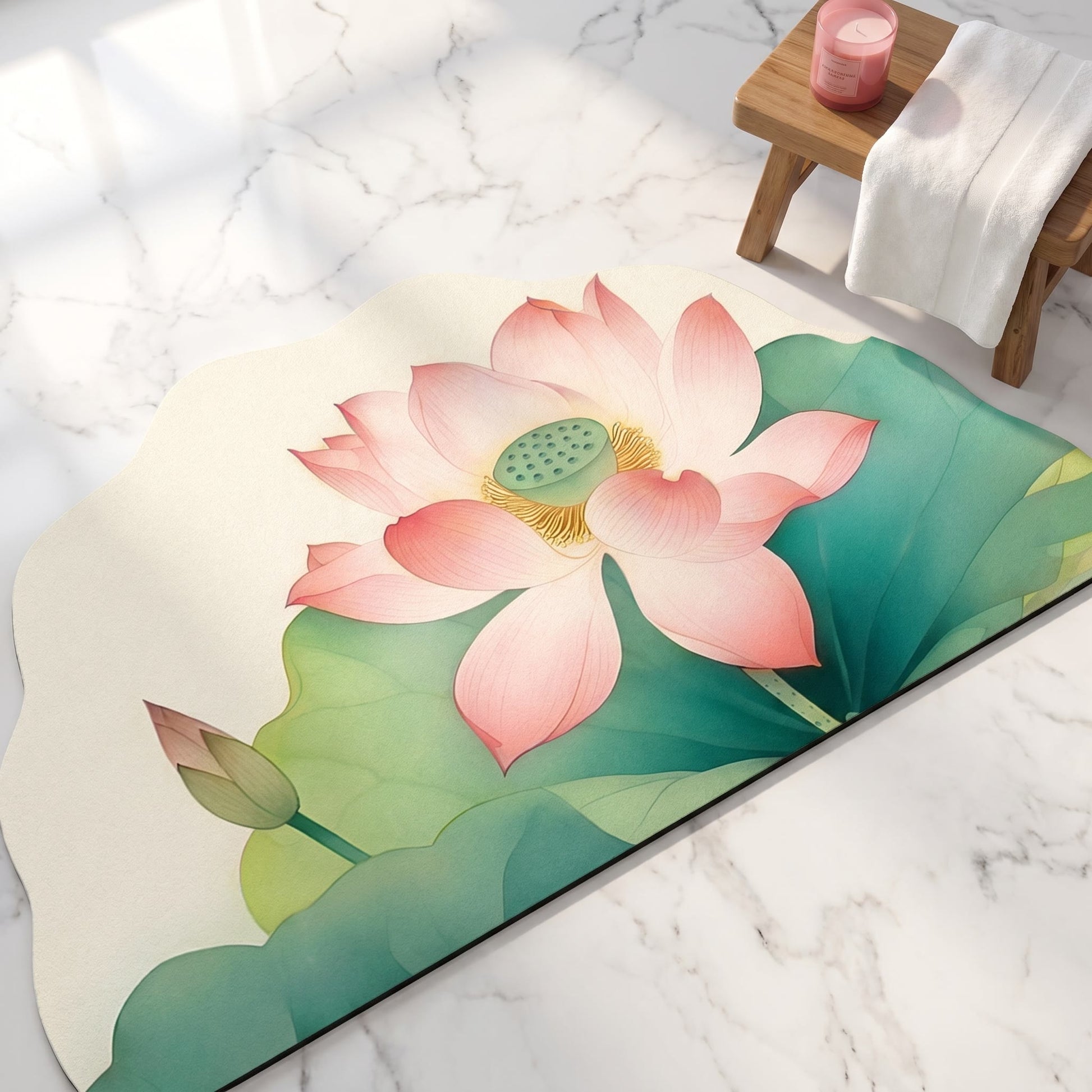 Orientalischer Lotusblumen-Badezimmerteppich - image 1