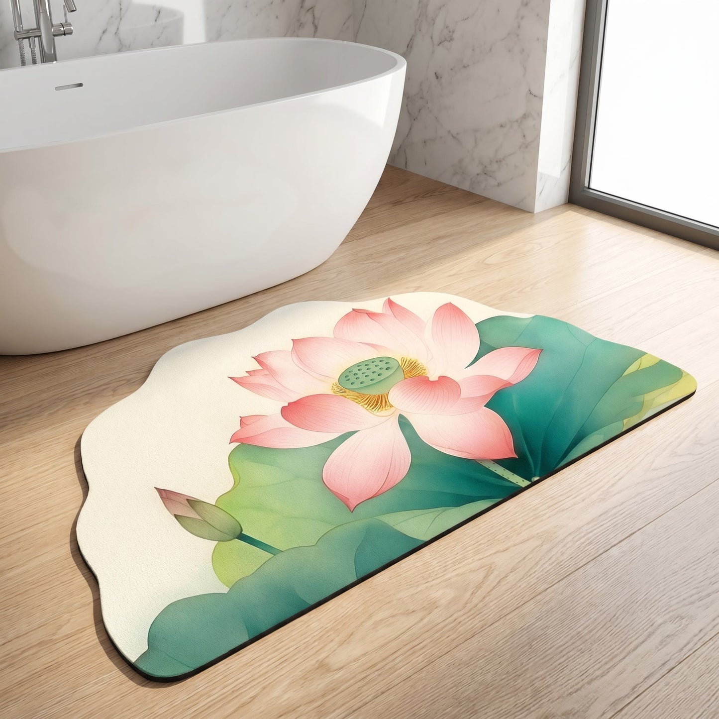 Orientalischer Lotusblumen-Badezimmerteppich - image 3