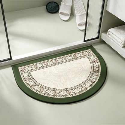 Halbmondförmiger Vintage-Badezimmerteppich mit Blumenmuster und Bordüre - image 1