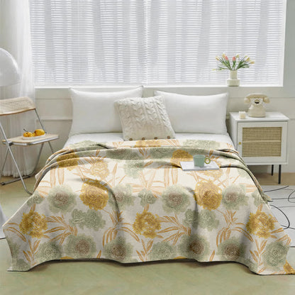 Retro-Bettdecke aus Baumwollgaze mit botanischem Flair - image 1
