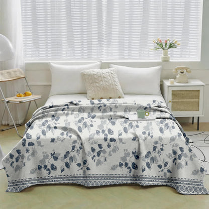 Boho-Steppdecke aus Baumwollgaze mit Blättermuster - image 1