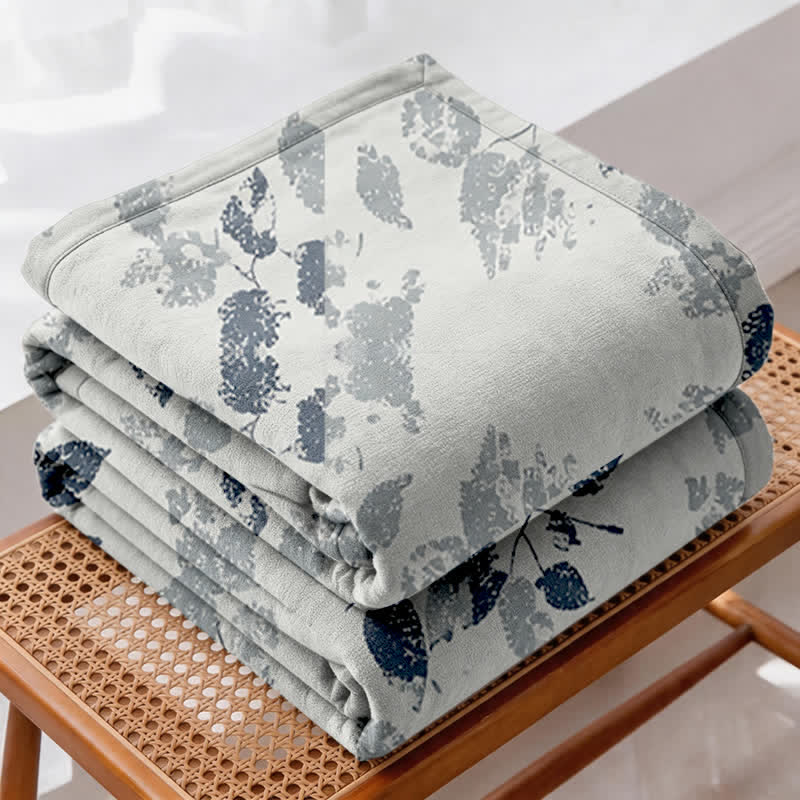 Boho-Steppdecke aus Baumwollgaze mit Blättermuster - image 3