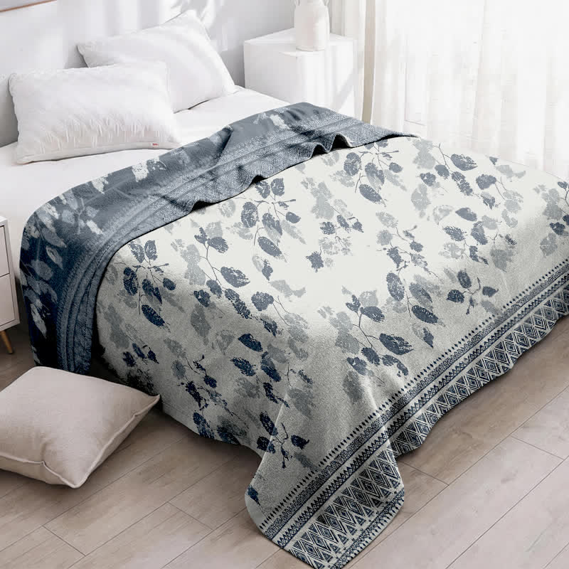 Boho-Steppdecke aus Baumwollgaze mit Blättermuster - image 2