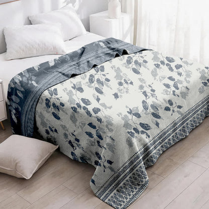 Boho-Steppdecke aus Baumwollgaze mit Blättermuster - image 2