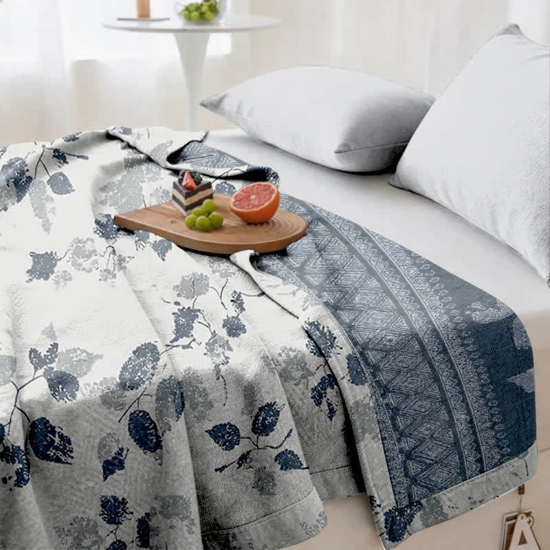Boho-Steppdecke aus Baumwollgaze mit Blättermuster - image 5
